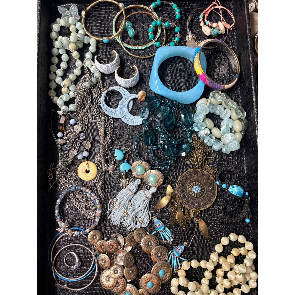 Mixed Fashion Bulk Jewelry Lot Wearable to Craft Pieces 1lb 7oz